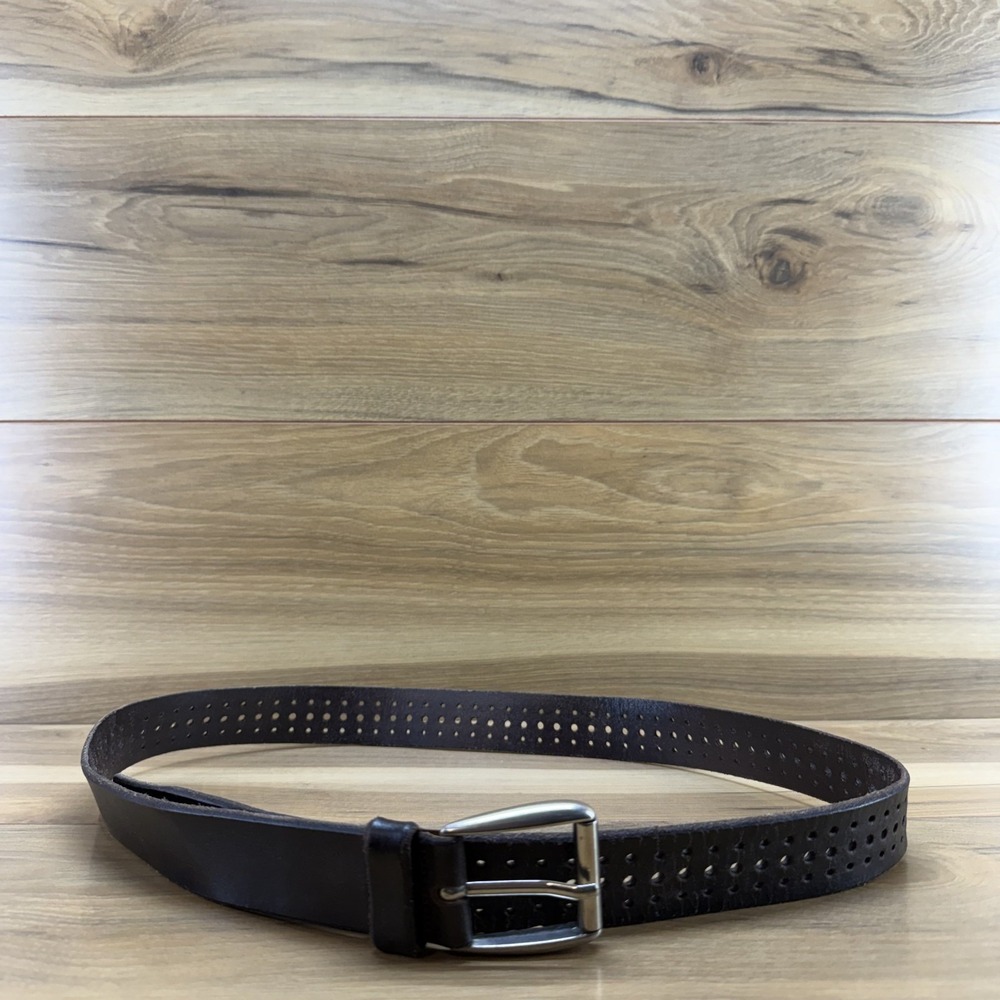 Martin Dingman Mens Belt 40 Dark Brown Bridle Leather Perf Business Casual Italy